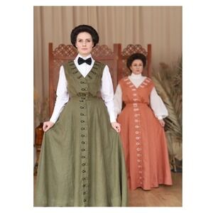 Gibson Girl Dress Linen Jane suit Edwardian Victorian style Skirt and vest Set